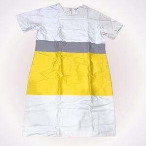 Derek Lam White and Yellow Modern Short Sleeve Dress | Sz 4